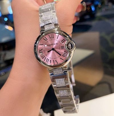 Cartier 33MM Quartz Movement Fisheye Glass Pink Women Watch